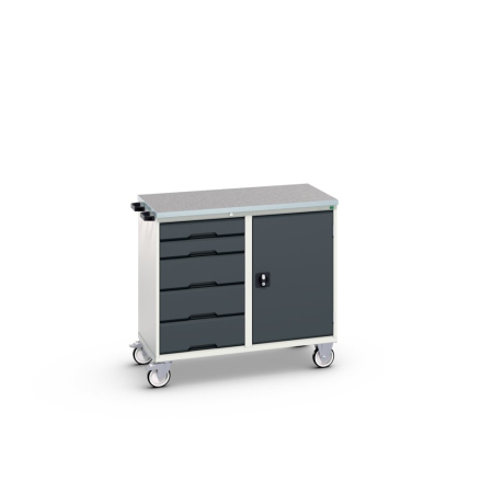 verso maintenance trolley (lino) 525/525 wide, 5 drawer / cupboard WxDxH: 1050x600x980mm