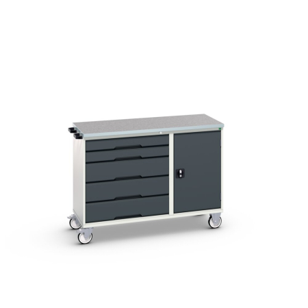 verso maintenance trolley (lino) 800/525 wide, 5 drawer / cupboard WxDxH: 1300x600x980mm