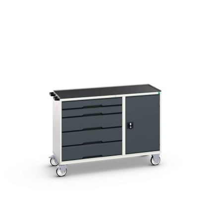 verso maintenance trolley (top tray) 800/525 wide, 5 drawer / cupboard WxDxH: 1300x550x965mm
