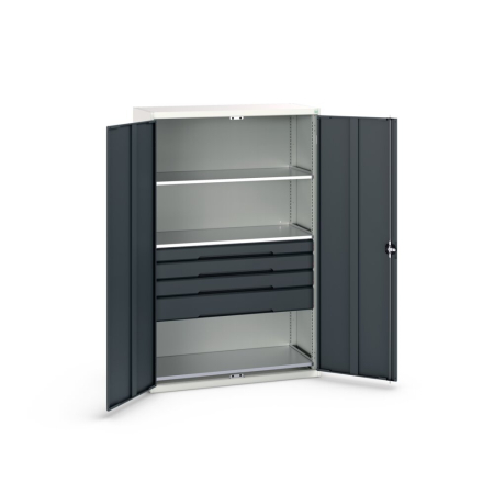 verso cupboard with 3x shelves, 4x drawers WxDxH: 1300x550x2000mm