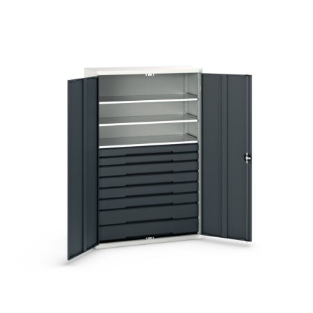 verso cupboard with 3x shelves, 8x drawers WxDxH: 1300x550x2000mm