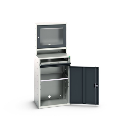 verso computer &amp; screen cupboard with 1x shelf, 1x sliding tray WxDxH: 650x550x1650mm