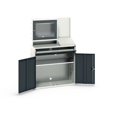 verso computer &amp; screen cupboard with 1x shelf, 1x sliding tray WxDxH: 1050x550x1650mm