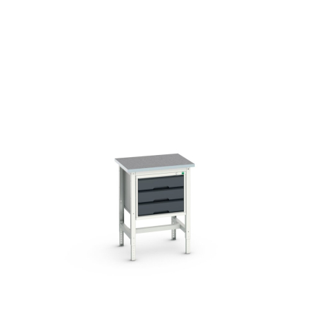 verso framework bench (lino) adj height with 3 drawer cabinet WxDxH: 700x600x780-930mm