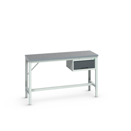 verso framework bench (lino) adj height with 1 drawer cabinet WxDxH: 1500x600x780-930mm