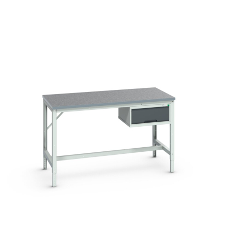 verso framework bench (lino) adj height with 1 drawer cabinet WxDxH: 1500x800x780-930mm