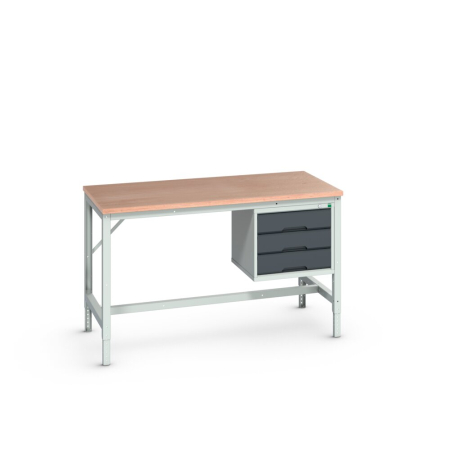 verso framework bench (multiplex) adj height with 3 drawer cabinet WxDxH: 1500x800x780-930mm