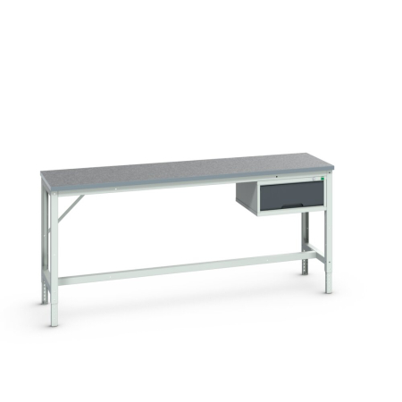 verso framework bench (lino) adj height with 1 drawer cabinet WxDxH: 2000x600x780-930mm