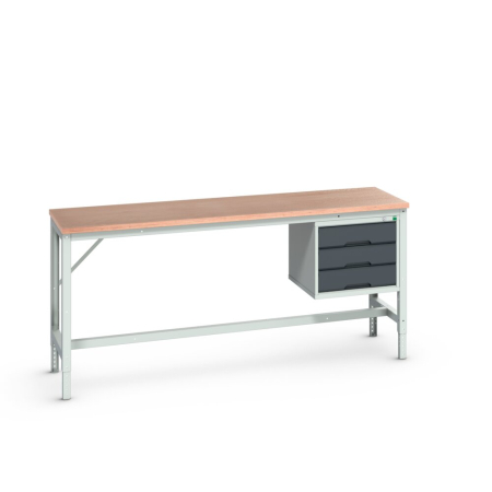 verso framework bench (multiplex) adj height with 3 drawer cabinet WxDxH: 2000x600x780-930mm