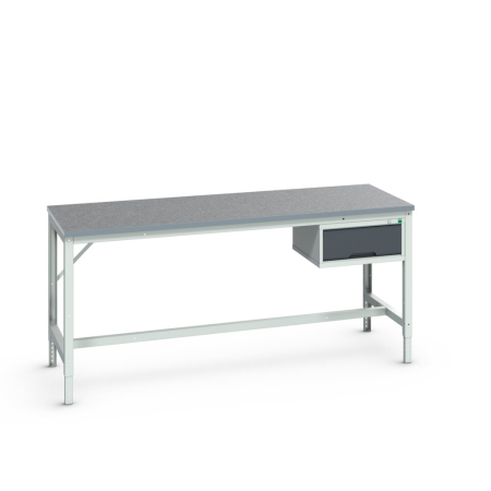 verso framework bench (lino) adj height with 1 drawer cabinet WxDxH: 2000x800x780-930mm