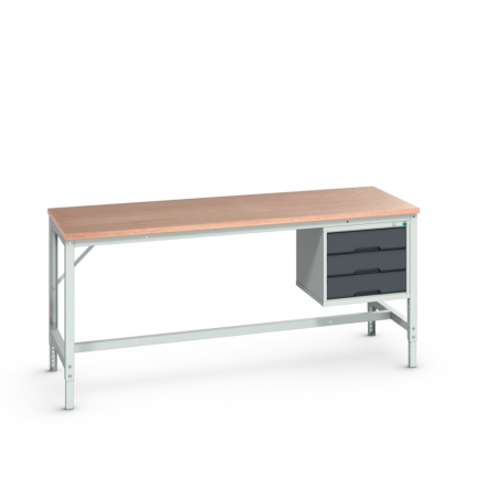 verso framework bench (multiplex) adj height with 3 drawer cabinet WxDxH: 2000x800x780-930mm