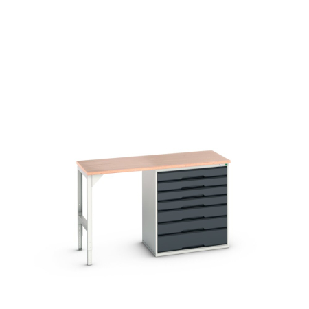 verso pedestal bench (multiplex) with 7 drawer 800W cabinet / endframe WxDxH: 1500x600x930mm