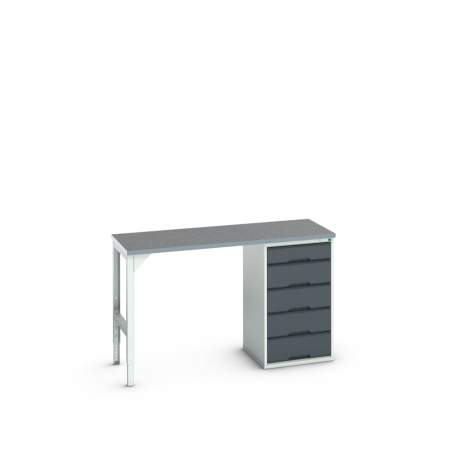 verso pedestal bench (lino) with 5 drawer 525W cabinet / endframe WxDxH: 1500x600x930mm