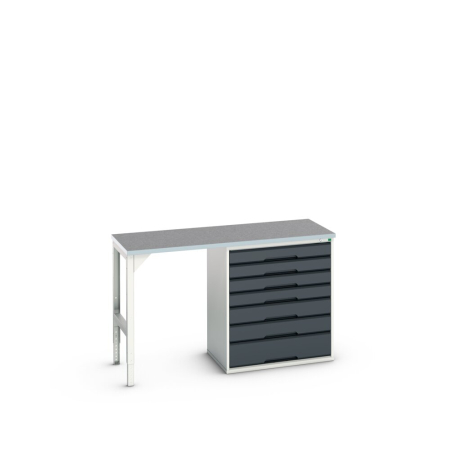 verso pedestal bench (lino) with 7 drawer 800W cabinet / endframe WxDxH: 1500x600x930mm