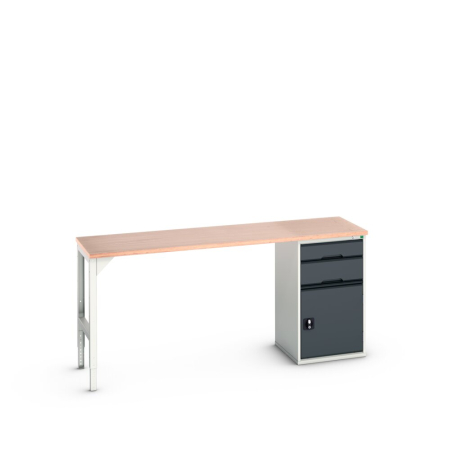 verso pedestal bench (multiplex) with 2 drawer-door 525W cab/ endframe WxDxH: 2000x600x930mm