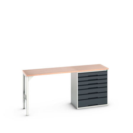 verso pedestal bench (multiplex) with 7 drawer 800W cabinet / endframe WxDxH: 2000x600x930mm