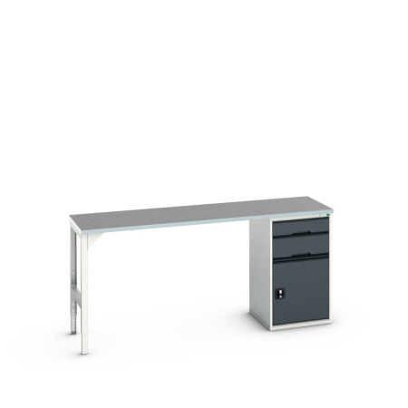 verso pedestal bench (lino) with 2 drawer-door 525W cab/ endframe WxDxH: 2000x600x930mm