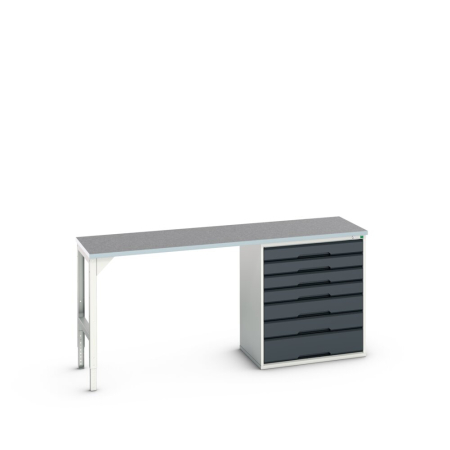verso pedestal bench (lino) with 7 drawer 800W cabinet / endframe WxDxH: 2000x600x930mm