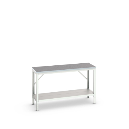 verso framework bench (lino) adj height with full depth base shelf - WxDxH: 1500x600x780-930mm - RAL 7035