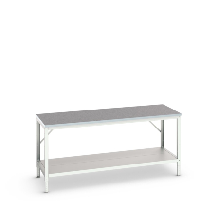 verso framework bench (lino) adj height with full depth base shelf - WxDxH: 2000x800x780-930mm - RAL 7035
