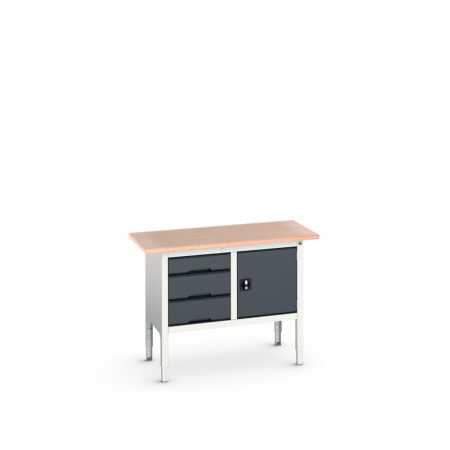verso storage bench (multiplex) 3 drawer / cupboard WxDxH: 1250x600x830-930mm