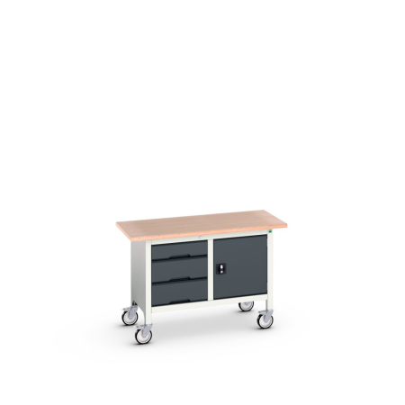 verso mobile storage bench (multiplex) 3 drawer / cupboard WxDxH: 1250x600x830mm