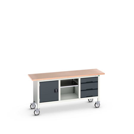 verso mobile storage bench (multiplex) cupboard / open / 3 drawer WxDxH: 1750x600x830mm